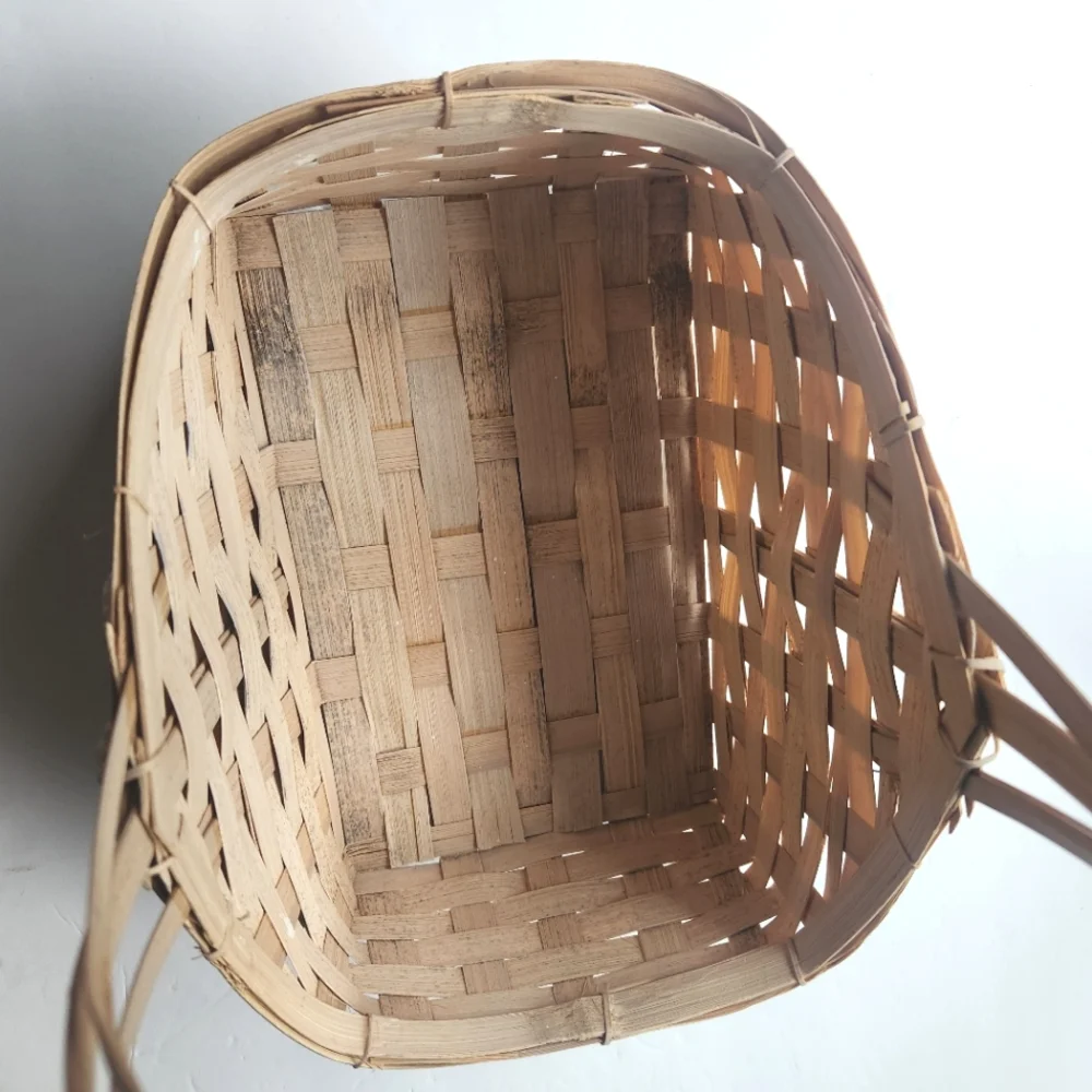 Dimensional Gardening Scene Woven Basket with Handle Flowers Mother's Day